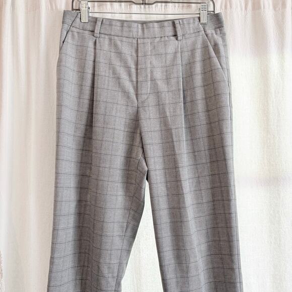 Uniqlo Plaid Pleated Ankle Dress Pants Women's Sz Medium - Picture 3 of 7